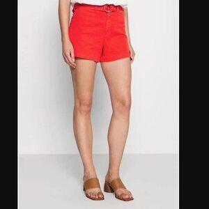 Gap [Size 8 NWT] Coral Red Belted High Rise 4" Seafarer Shorts - Size 8